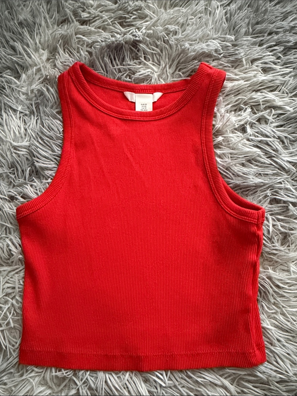 H&M Red Ribbed Crop Tank Top